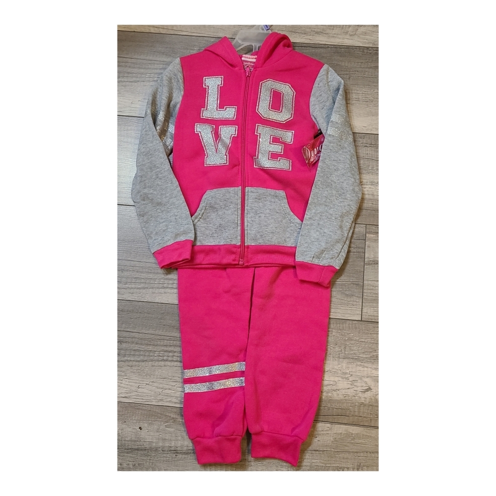 Diva Glitter Love Hoodie 2 Pc Pant Set Size 6/6X